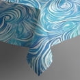 thumbnail image 3 of Blue White Tie Dye Wave Pattern Rectangle Tablecloth 60"x84",Waterproof Polyester Rectangle Table Cloth, Wipeable Spillproof Polyester Tablecloth for Dining, Camping, Indoor and Outdoor, 3 of 5