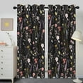 thumbnail image 2 of Boho Floral Blackout Curtain, Colorful Flower Leaves Nature Botanical Black Window Curtains Darkening Thermal Insulated Grommet Window Drapes for Living Room Bedroom Decor 26"W x 54"L (Pack of 2), 2 of 6