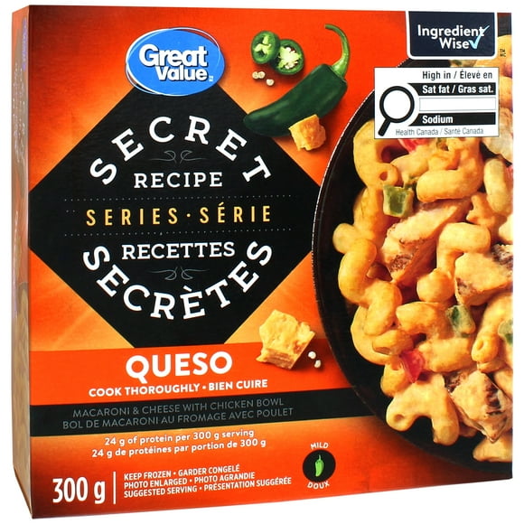 Great Value Secret Recipe Series Queso Macaroni & Cheese with Chicken Bowl, 300 g