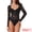 Black, variant on Women's Bodysuit Corset Long Sleeve See Through Sheer t Shirt S Red