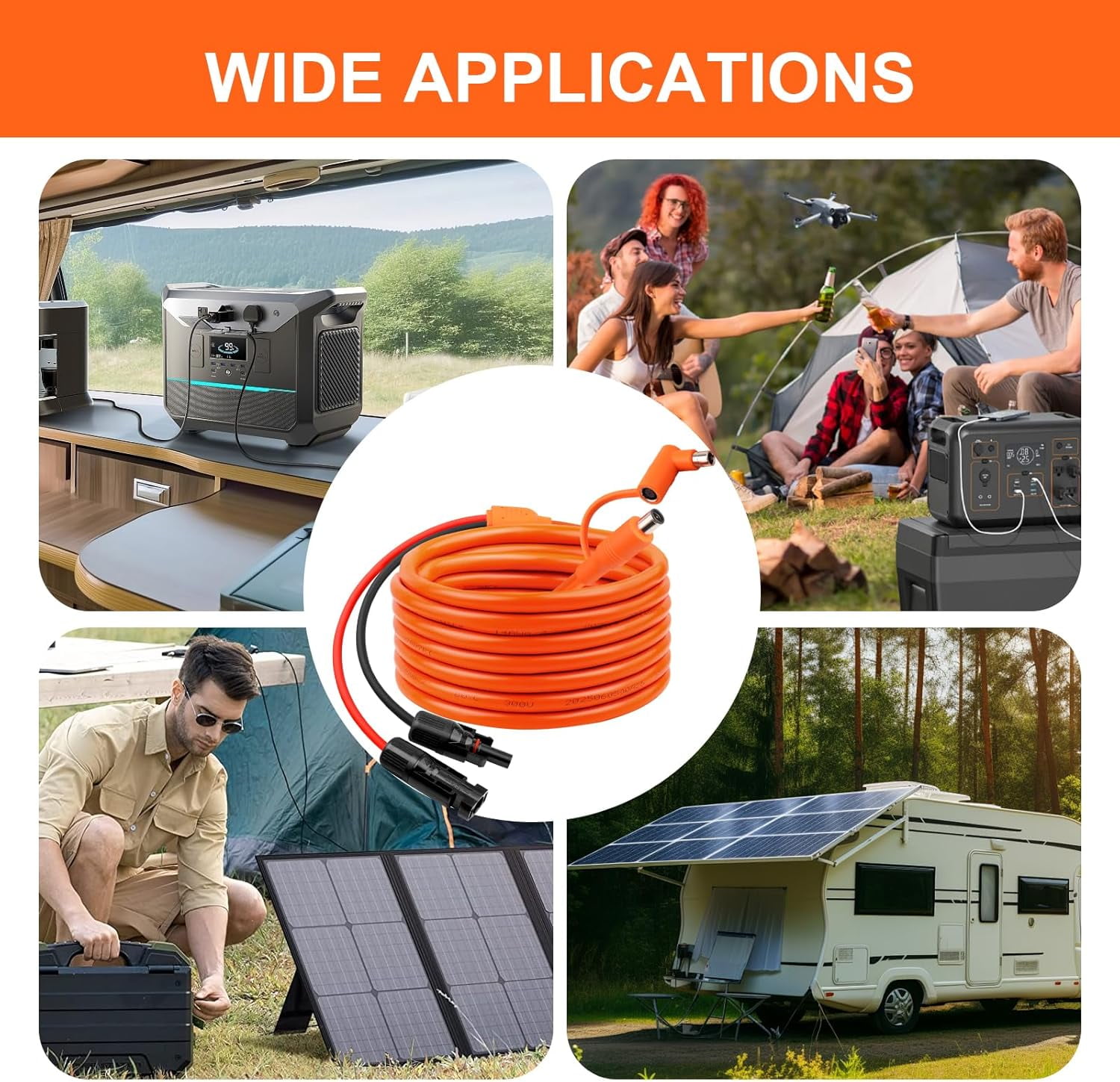 CoolStuff 10FT Solar Panel Connectors to DC 8mm Adapter Cable,12AWG+14AWG Solar Cable Cord with DC8020/7909,Compatible with Jackery, Anker,GZ Yeti,BLUETT Portable Power Statio,Solar Generator