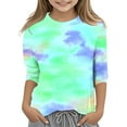 thumbnail image 2 of Dmsael Long Sleeve Girls Shirts Cotton Long Sleeve Tee Shirts for Girls Kids Toddlers' Basic Crewneck Tops T-Shirts Green,3-4 Years, 2 of 2