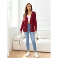 thumbnail image 4 of CALIPESSA Womens Cable Knit Red Cardigan Button Front Casual Loose Long Sleeve Solid Sweater Outwear With Pocket For Fall Winter S, 4 of 5