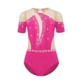 thumbnail image 3 of vastwit Combinaison de Danse Ballet à Manches Courtes avec Strass pour Filles, Rose Vif 6, 3 of 6