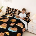 thumbnail image 3 of Erosebridal Capybara Lover Kids Full Size Sheets, Cartoon Animals Bed Sheets, Black, 4-Piece, 3 of 5
