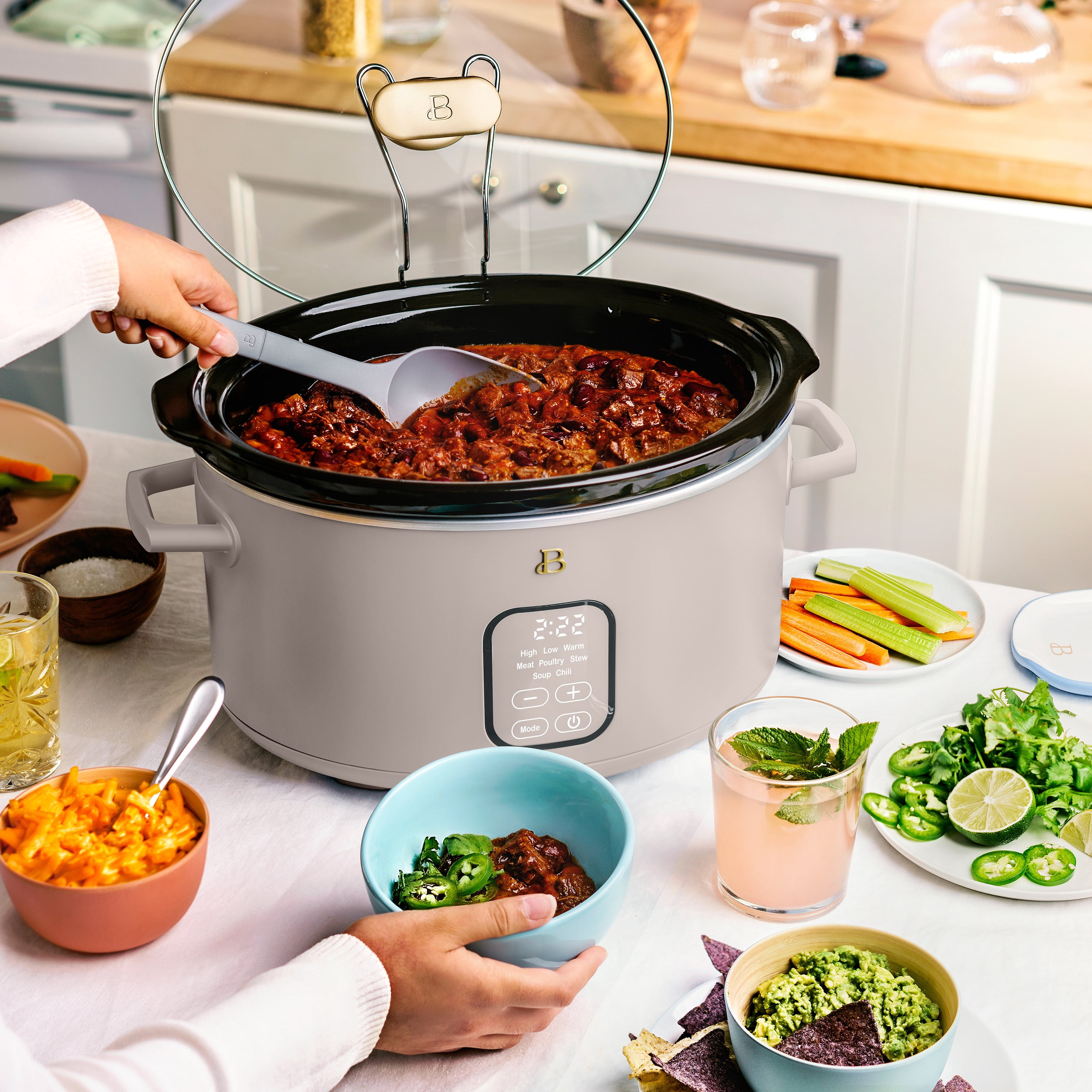 Beautiful 6 Qt Programmable Slow Cooker, Porcini Taupe by Drew Barrymore