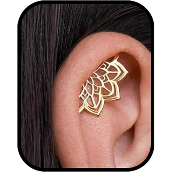 Boho Helix Earring for Women Men, Cartilage Halloween Gothic Punk Geometric Mandala Lotus Flower Hidden Helix Piercing Earrings Unique Jewelry Gifts