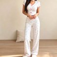 thumbnail image 4 of Muscularfit Sleepwear Sets Womens Pjs Bamboo Pajamas Sexy Pajamas Pajamas Crew Neck Pink Short Sleeve Straight-Leg Full Soft Pajama Set for Women,L, 4 of 7