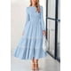 thumbnail image 5 of Vestido PRETTYGARDEN 2025 Floral Boho de Manga Larga Midi Azul, 5 of 8