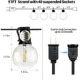 thumbnail image 4 of SUNTHIN Outdoor String Lights, 97FT Patio Lights with 49 G40 Clear LED Bulbs(1 Spare), Waterproof Hanging Lights String for Outside Backyard, Porch, Bistro, Party, Garden Gathering, 4 of 7