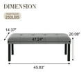 thumbnail image 2 of Modern Tufted Linen Dining Bench, Farmhouse Upholstered Entryway Bench with Black Rubber Wood Legs, Versatile for Kitchen, Bedroom, Hallway, Gray, 2 of 9