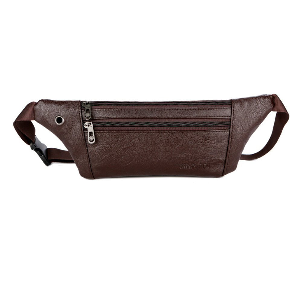 Loyofun Unisex Brown Genuine Leather Waist Bag Messenger Fanny Pack Bum Bag for Men Women Travel Sports Running Hiking