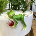 thumbnail image 3 of Funny Drinking Frog Flower Pot Hugger Figurines for Home Garden Fence Decor, 3 of 5