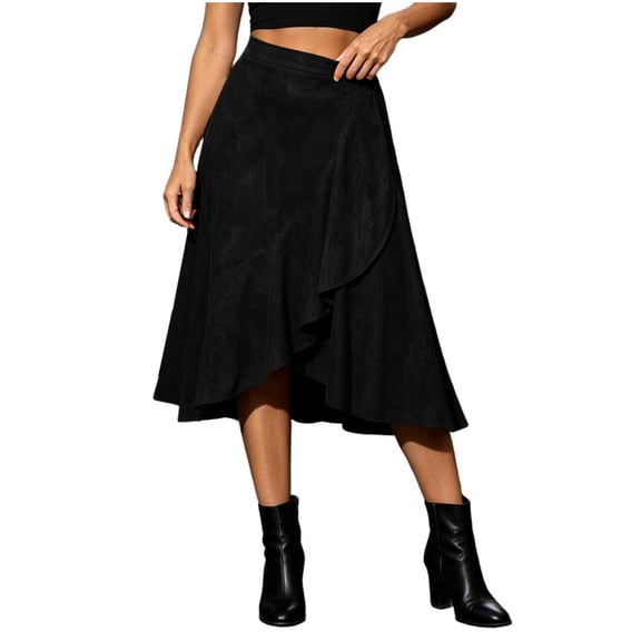 Best Buy Women's Chiffon Elastic High Waist Pleated A-Line Flared Maxi Skirts Ndbuld Floral Vintage Mid-length A-line Skirt Girl,Blue,L
