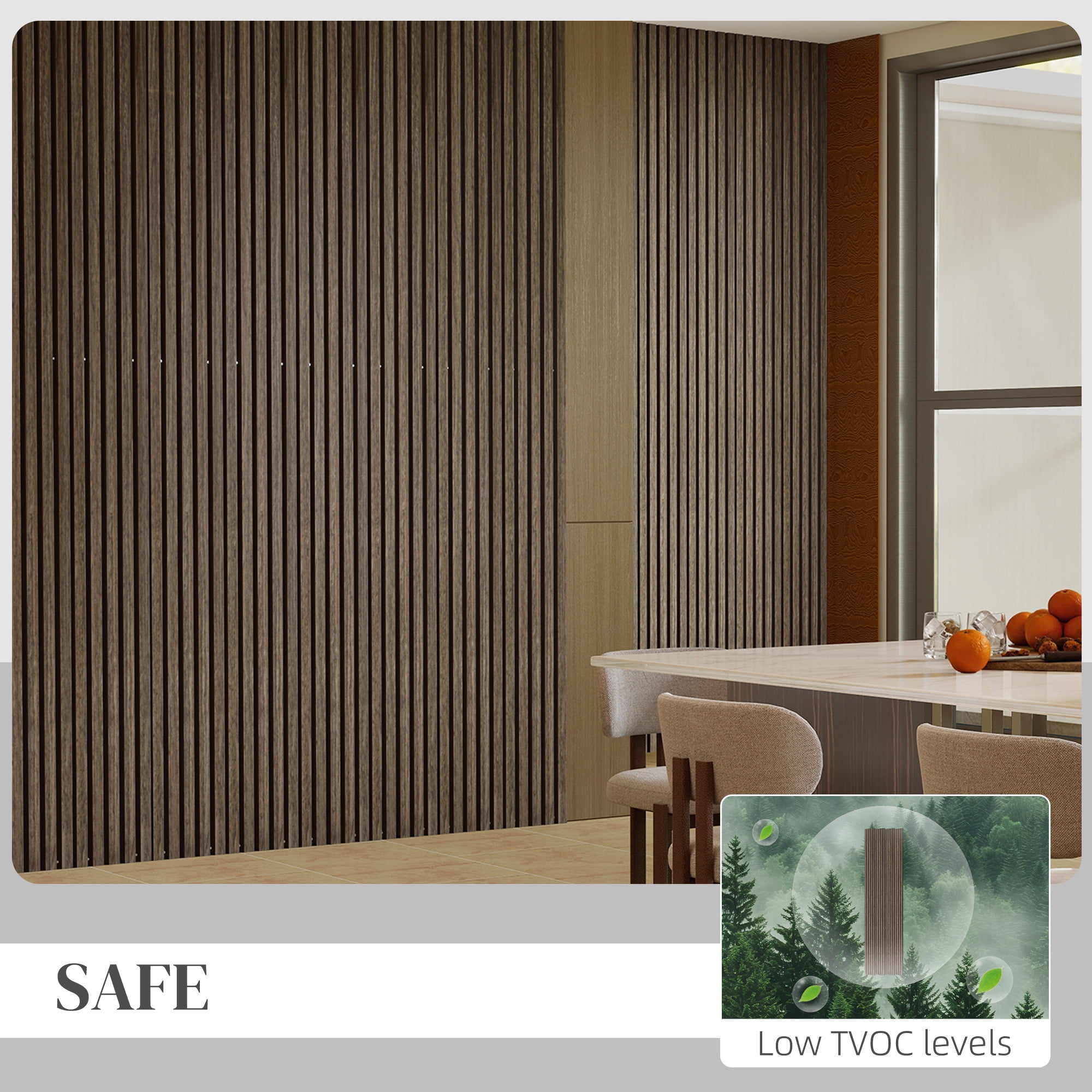HOMCOM 95" x 8" Wood Wall Panels, 4 Pack Slat Acoustic Panels, Walnut