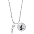 thumbnail image 1 of Delight Jewelry Silvertone Small Mom Script Silvertone Script Initial Disc - L - Charm Necklace, 20"+3", 1 of 4