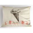 thumbnail image 1 of Ice Cream Pillow Sham Nostalgic Grunge Ice Cream Icon on Old Fashioned Polka Dots Background, Decorative Standard King Size Printed Pillowcase, 36 X 20 Inches, Cream Coral Brown, by Ambesonne, 1 of 2