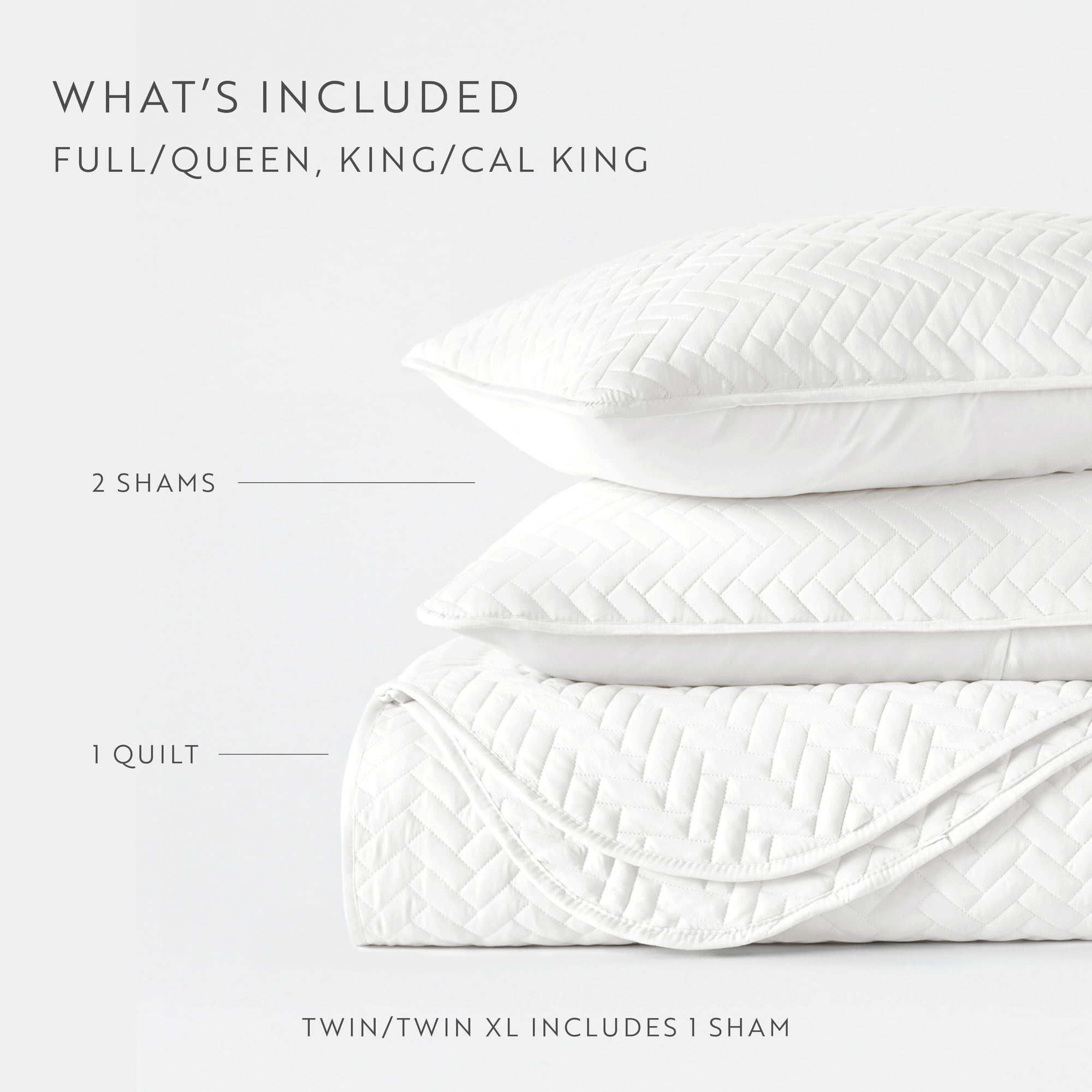 Noble Linens White Herring Pattern Quilted Coverlet, Twin / Twin XL