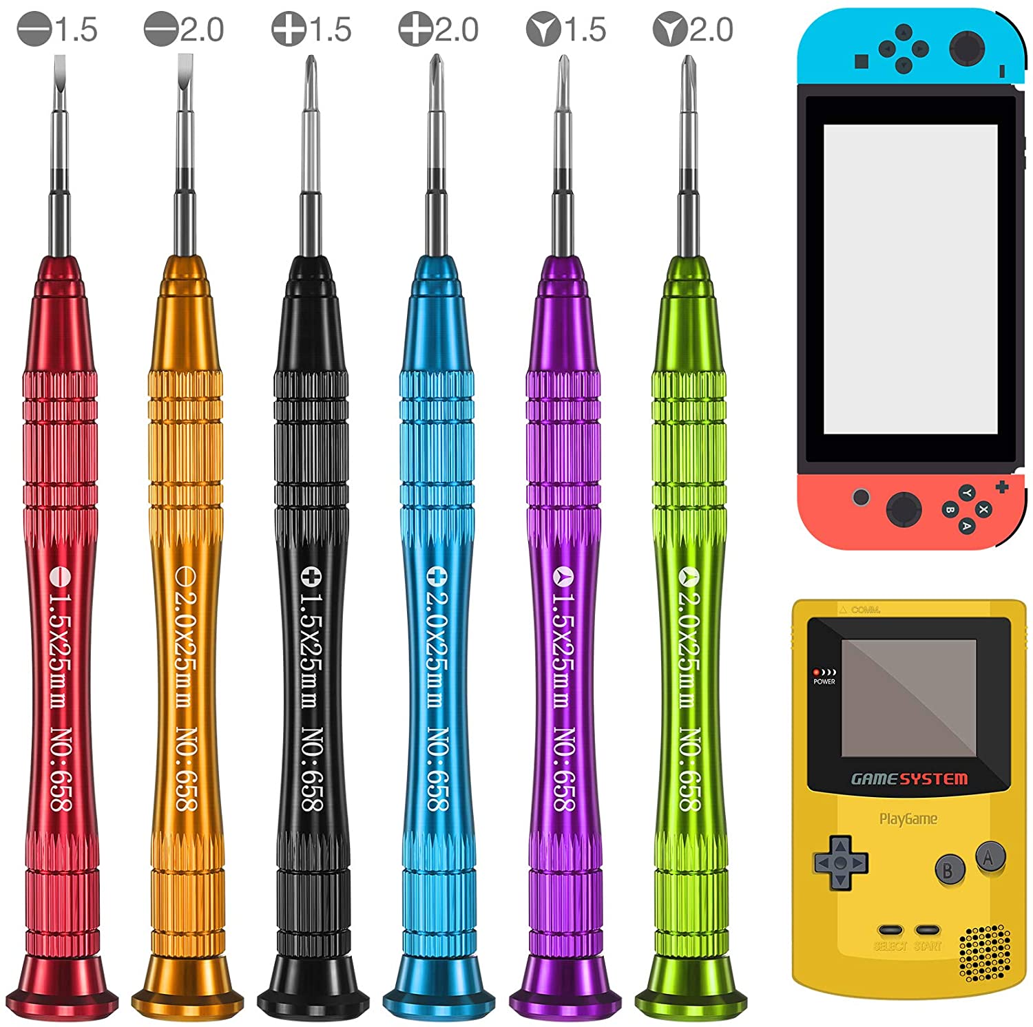 6 Pieces Y Screwdriver, Triwing Y00 and Cross Straight Screwdriver Set