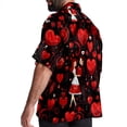 thumbnail image 3 of Valentine's Day Love Men's Button Down Casual Hawaiian Print Short Sleeve Summer Beach Shirt, 3 of 6