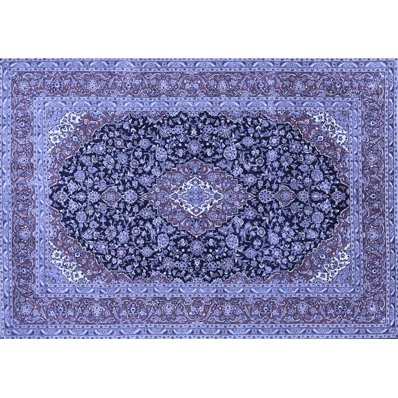 Ahgly Company Machine Washable Indoor Rectangle Medallion Blue Traditional Area Rugs, 5' x 7'