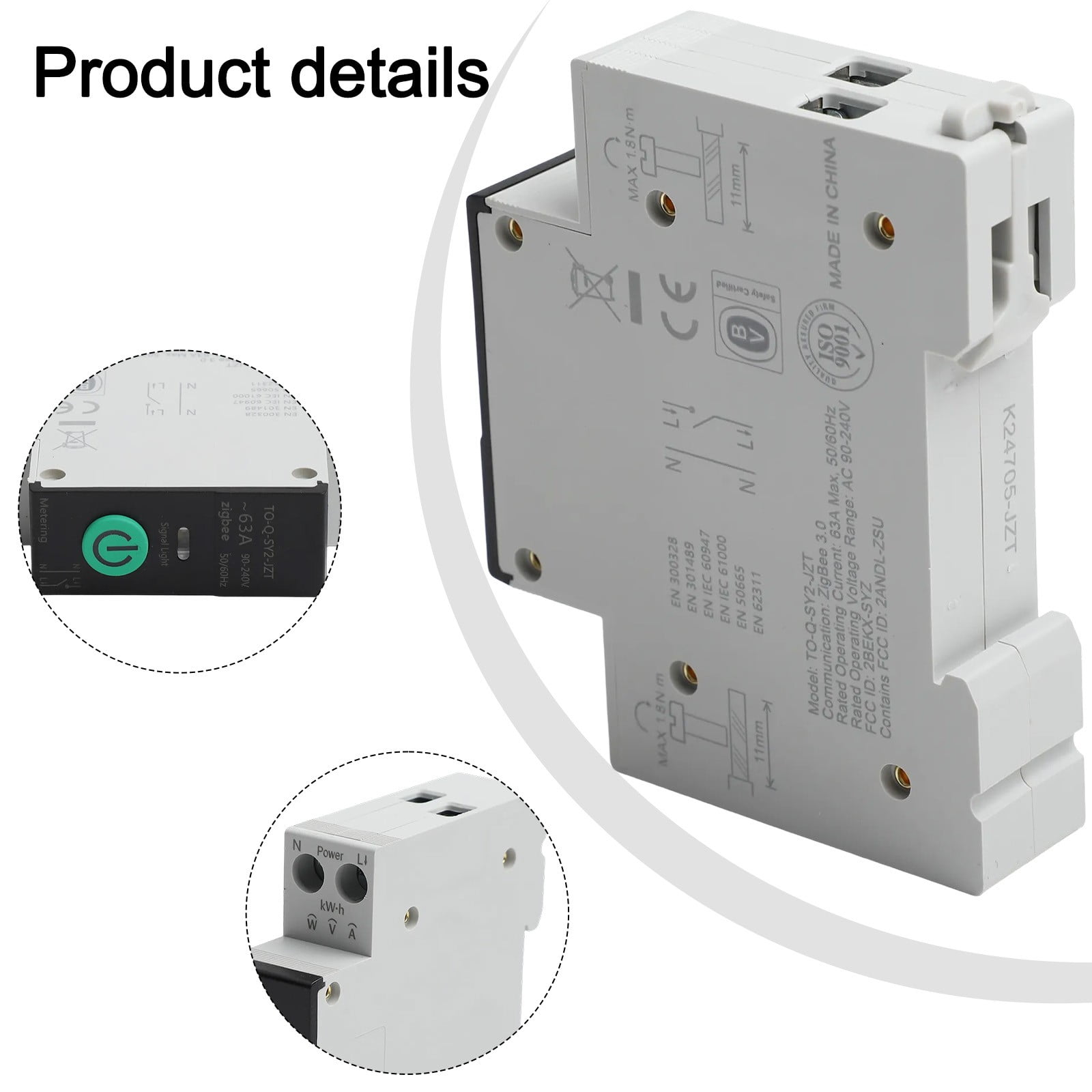 For Zigbee 1P63A Adjustable Smart Circuit Breaker Din Rail Remote Control Switch