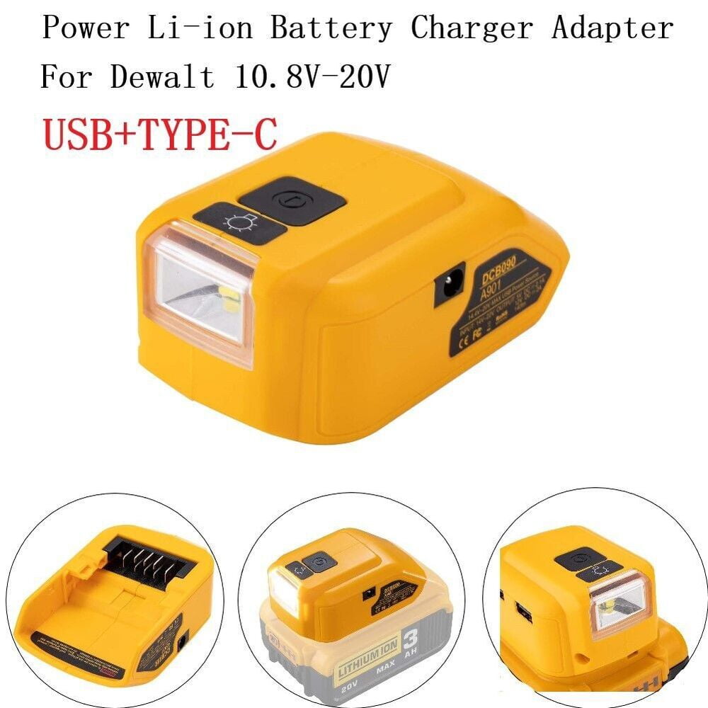 USB Power Adapter Charger Converter for Converter 14.4V 18V 20V DCB090  Battery