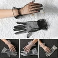 thumbnail image 2 of Gants de Mariage Femmes Transparente Ultramince Froncement de Volant Dentelle Doigts Pleins Bal Cocktail Scène de Performance Mariée Gants, 2 of 10