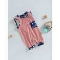 thumbnail image 3 of Newborn Baby Boy Girl 4th of July Outfit American Flag Romper Sleeveess Short Jumpsuit Infant First Fourth Of July Clothes, 3 of 7