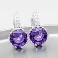 thumbnail image 2 of Perfect Purple 3.5CTW CZ Solitaire Hoop Earrings, 2 of 3