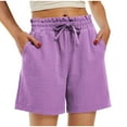 thumbnail image 2 of XuJwPNcy Shorts for Women Cotton Linen Trendy Summer Drawstring Comfy Shorts with Pockets Beach Loose Shorts, 2 of 7