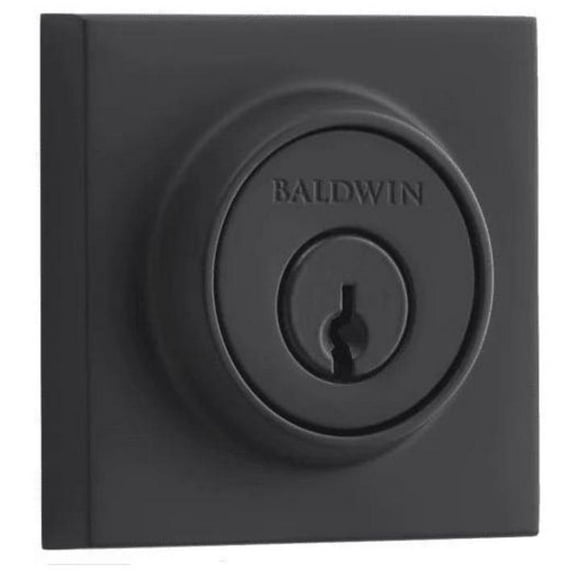 Baldwin Reserve SCCSD190S Single Cylinder Contemporary Square Deadbolt with 6AL Latch; Dual Strike; and SmartKey Satin Black Finish