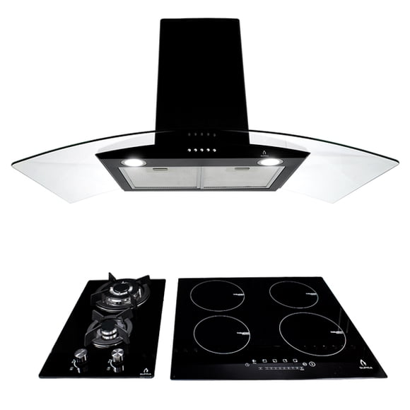 Tricombo Supra, campana de pared + parrilla de inducción magnética y parrilla de gas SUPRA Tricombo Lussari parrilla de gas + parrilla de inducción magnetica y campana de pared