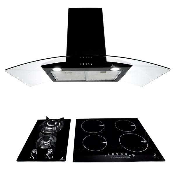 Tricombo Supra, campana de pared + parrilla de inducción magnética y parrilla de gas SUPRA Tricombo Lussari parrilla de gas + parrilla de inducción magnetica y campana de pared
