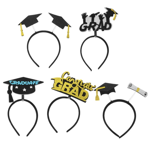 KAKOWELY 5 diademas de graduación, birretes, aros para el pelo, decoraciones para fiestas de disfraces y graduaciones.