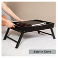 thumbnail image 6 of DyGTyX Wood Bed Tray for Eating | TV Tray with Folding Legs | Laptop Table | Wide Breakfast Serving Lap Desk with Sides & Handles | Black, 6 of 9
