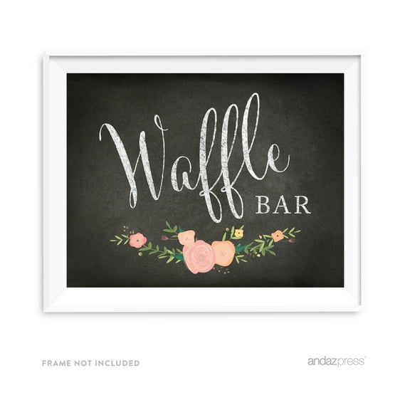 Waffle Bar Chalkboard & Floral Roses Wedding Party Signs