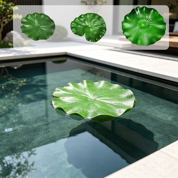 Dongrere 10 Pcs Artificial Floating Lotus Leaf, Fake Water Lily Pad, Fake Lotus Leaves for Pond Basin Fountain & Patio Water Feature Landscape Decor, 5.1 Inch