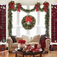 thumbnail image 4 of Christmas Wreath, Holiday Decoration, Woven Rattan Wreath with Simulated Pines Cones and Red Berries for Front Door Hanging, Indoor and Outdoor Use, Green Plastic, Battery Operated, 4 of 7