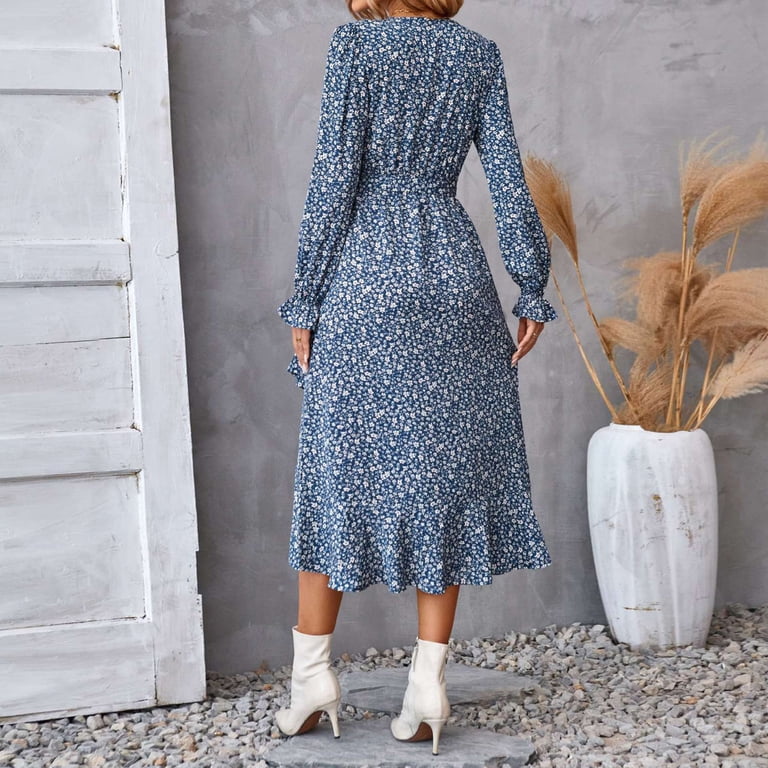 WTOBBY Women's Floral Pattern Tunic Long Sleeve Dress with Waist Tie Casual Flowy Silhouette for Everyday Elegance Versatile Print Design for Spring ... WTOBBY Women's Floral Pattern Tunic Long Sleeve Dress with Waist Tie Casual Flowy Silhouette for Everyday Elegance Versatile Print Design for Spring ...