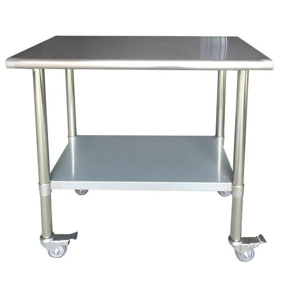Sportsman Series Stainless Steel Work Table with Casters 24 x 36 Inches