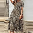 thumbnail image 6 of Fesfesfes Women's Spring Casual Boho Dress Floral Print Ruffle Puff Sleeve Printed High Waist Midi Beach Dresses, 6 of 9