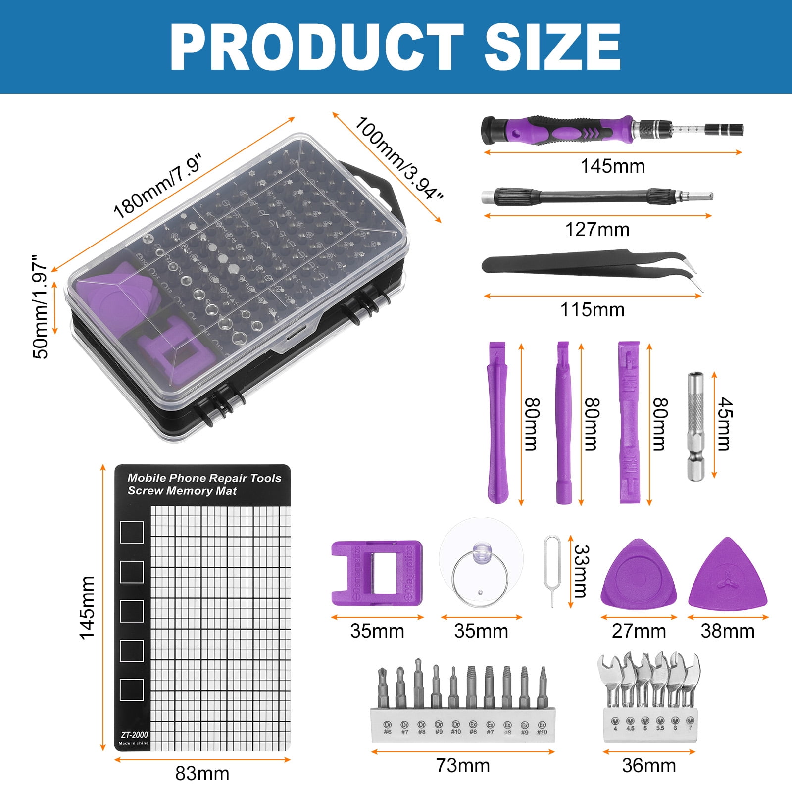 Uxcell 140 in 1 Magnetic Precision Screwdriver Set Electronics Repair Tools Kit with 99 Bits Flexible Shaft and Extension Rod for Cellphone Game Console Laptop PC Computer Camera, Purple