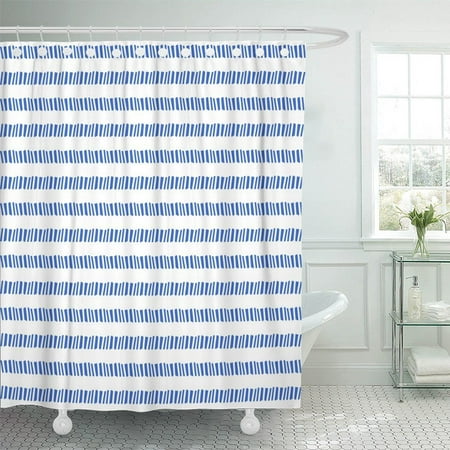 KSADK Nautical Blue Ink Lines Abstract Drawn Bent Blinds Classic Creative Curve Doodle Shower Curtain 66x72