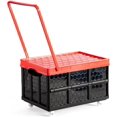 thumbnail image 1 of Foldable Storage Bins with Lids Plastic Collapsible Storage Box Portable Stackable Grocery Books Container Folding Latching Storage Crate with Removable Pulley and Pull Rod (Pink  M), 1 of 4