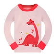 thumbnail image 2 of Girls Dinosaur Pjs Two Piece Cotton Long Sleeve Sleepwear Toddler Pink Nightwear Set Kids Dino Jammies Clothes Set 9-10 Years, 2 of 7