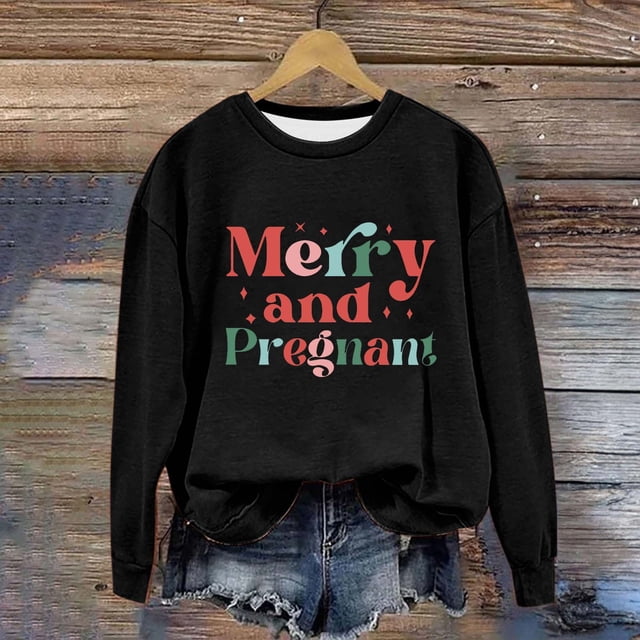 EGNMCR Chandail en Molleton de Noël Col Rond Imprimé Ample Manches Longues Sans Capuche