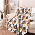 thumbnail image 2 of Halloween Black Cats with Pumpkins and Witch Hats Round Blanket,Comfortable Soft Flannel Throw Blanket,All Season,Warm Lightweight Blankets for Sofa Bed Couch Living Room Chair 60"x60", 2 of 5