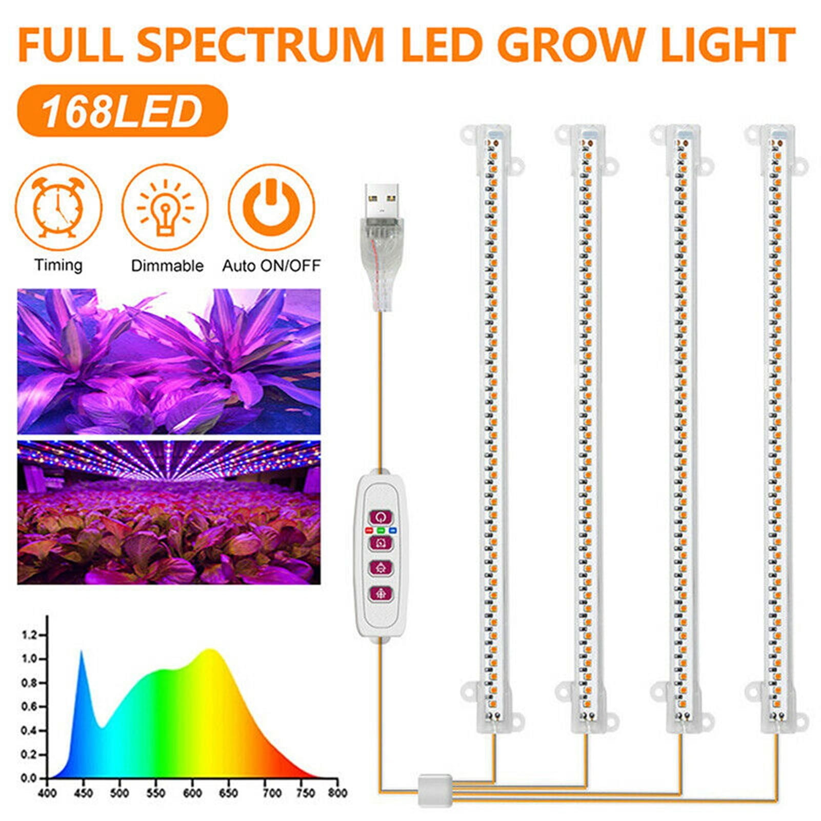 WCIC LED Grow Light Strips Indoor Plant Hydroponics Full Spectrum Growing Lamp Lights