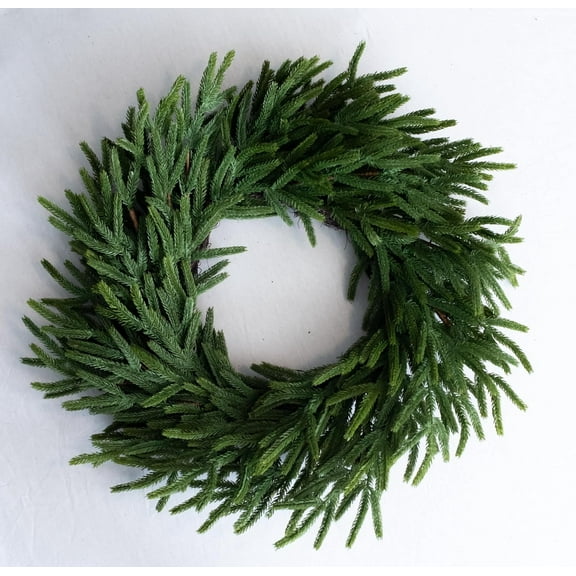 24" Real Touch Norfolk Pine Wreath - Christmas Wreath for Front Door, Faux Cedar - Green - by Guvpev